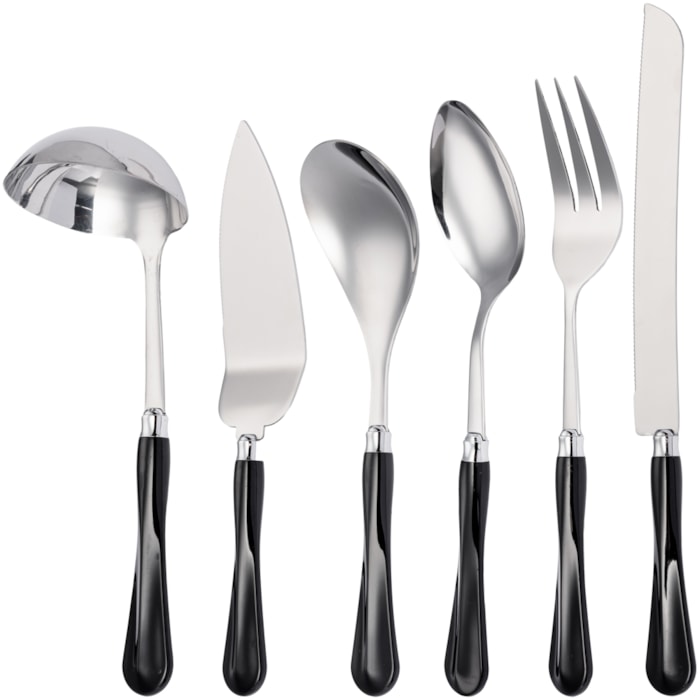 Faqueiro de Servir 6 Peças em Inox Preto - Madel Home