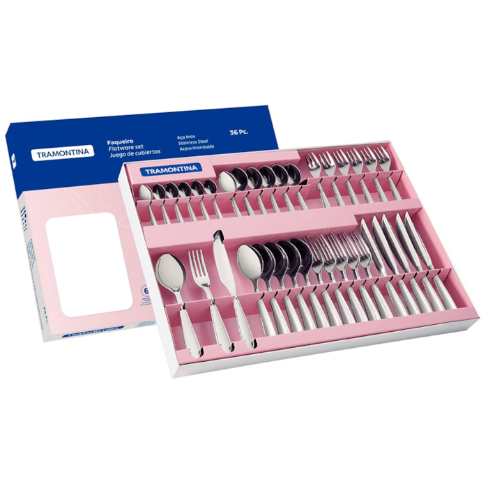 Faqueiro Laguna 36 Peças em Inox com Facas para Churrasco Tramontina - Madel Home