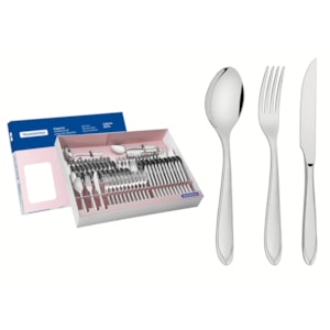 Faqueiro Laguna 91 Peças Aço Inox Facas Churrasco Tramontina