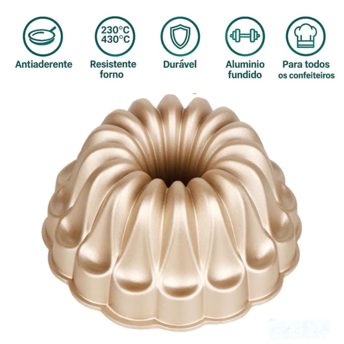 Forma de Bolo em Alumínio Antiaderente Fountain Baker's Secret - 23,6cm - Madel Home