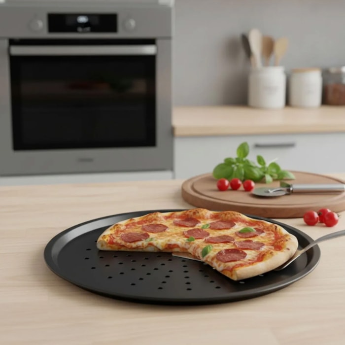 Forma de Pizza Perfurada em Alumínio Antiaderente Pizzaiolo Baker's Secret - 37cm - Madel Home