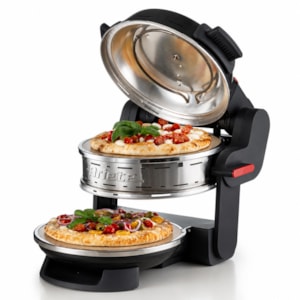 Forno Pizza Elétrico Duplo Preto 1800W 400ºC Pedra Refratária Ariete - 127V