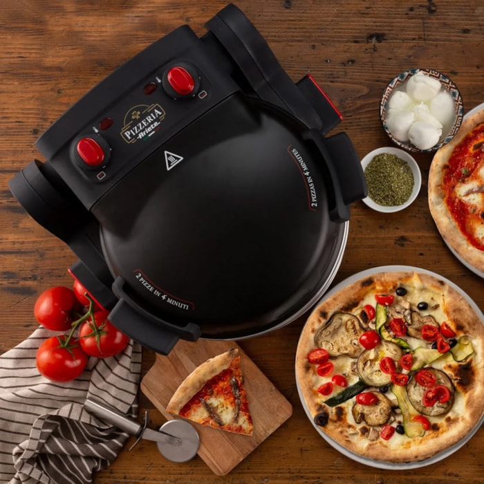 Forno Pizza Elétrico Duplo Preto 1800W 400ºC Pedra Refratária Ariete - 127V - Madel Home