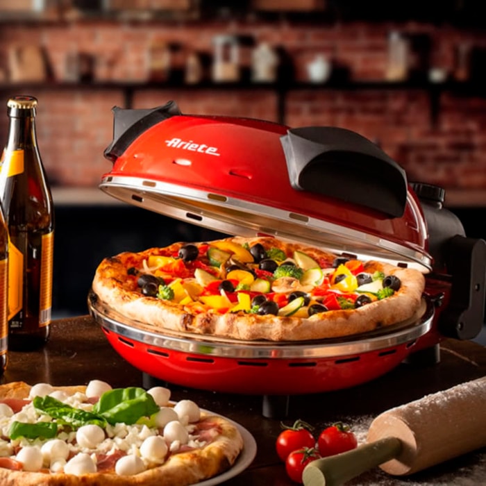 Forno Pizza Elétrico Pedra Refratária 1200W Ariete Vermelho - 220V - Madel Home