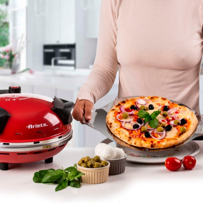 Forno Pizza Elétrico Pedra Refratária 1200W Ariete Vermelho - 220V - Madel Home