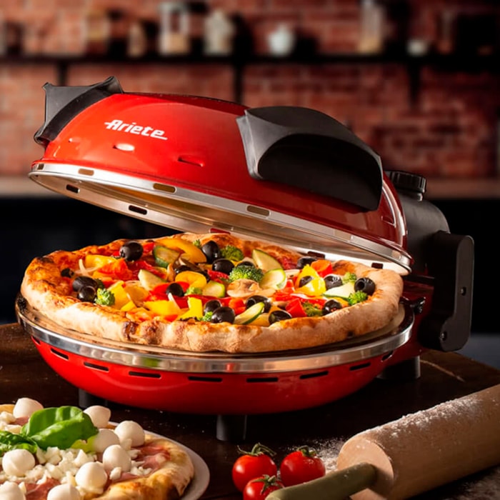 Forno Pizza Elétrico Pedra Refratária 1200W Ariete Vermelho - 220V - Madel Home