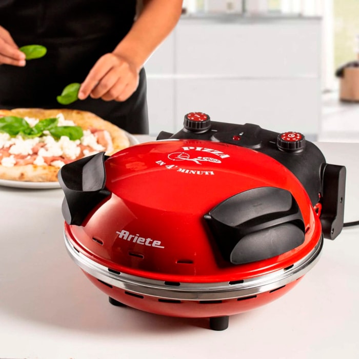 Forno Pizza Elétrico Pedra Refratária 1200W Ariete Vermelho - 220V - Madel Home