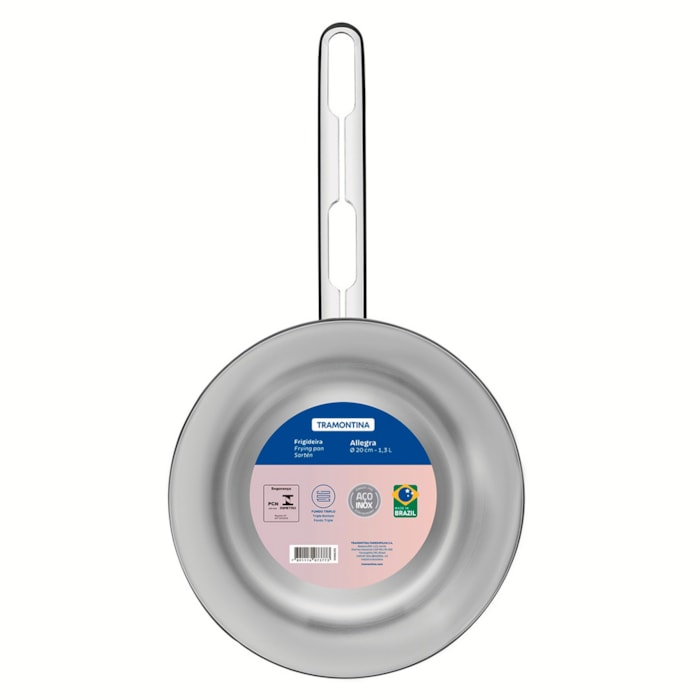 Frigideira Allegra 20 cm 1,3 L Aço Inox com Fundo Triplo Tramontina - Madel Home