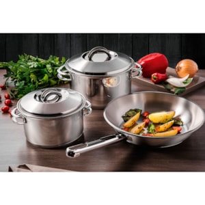 Frigideira Allegra 24 cm 2,1 L Aço Inox com Fundo Triplo Tramontina