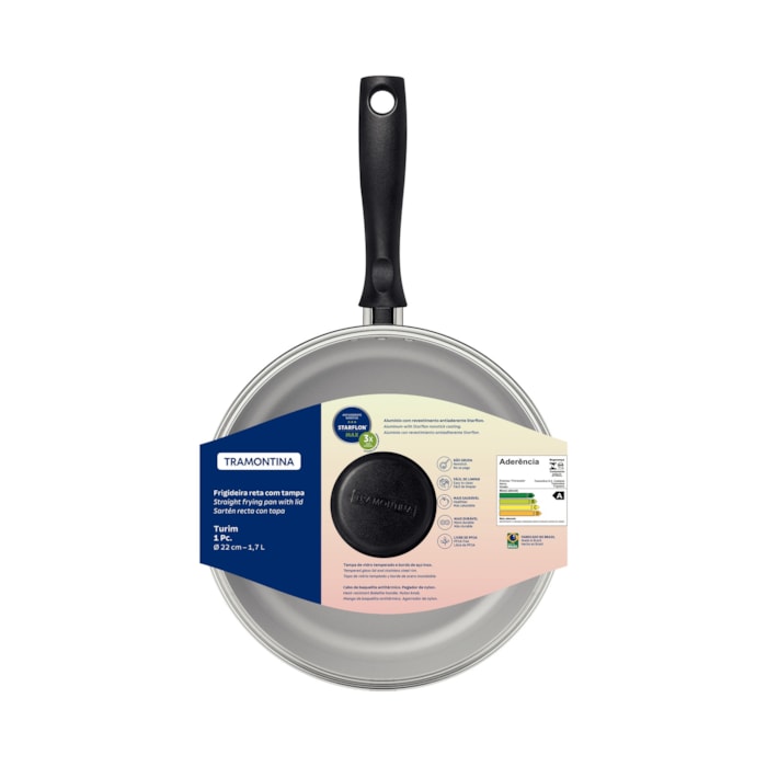 Frigideira Antiaderente Reta Turim Cinza Tramontina - 22cm - Madel Home