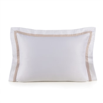 Fronha 100% Algodão Egípcio 300 Fios Branco/Rose Vercelli Trussardi - 50x70cm