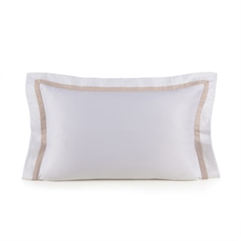 Fronha King 100% Algodão Egípcio 300 Fios Branco/Rose Vercelli Trussardi - 50x90cm