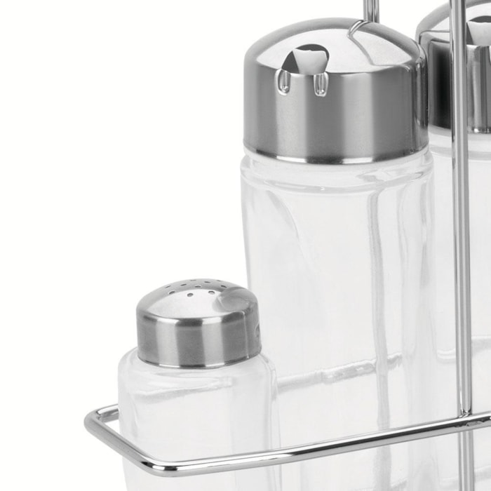 Galheteiro Ciclo 4 Peças Vidro e Aço Inox com Alça Tramontina - Madel Home