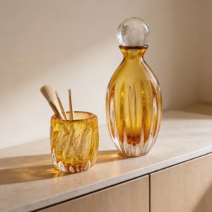 Garrafa Decorativa de Cristal Murano Âmbar  - 46cm