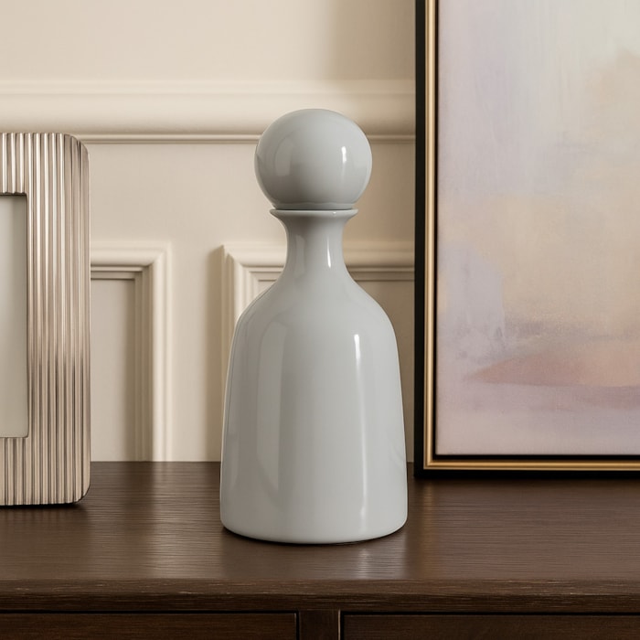 Garrafa Decorativa de Vidro Cinza Claro - 39cm - Madel Home