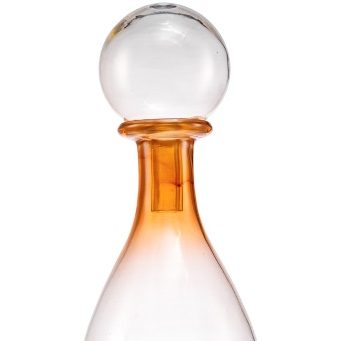 Garrafa Decorativa de Vidro com Tampa Bola Degradê Âmbar - 28cm - Madel Home
