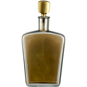 Garrafa Decorativa de Vidro com Tampa Metálica Fume - 35cm