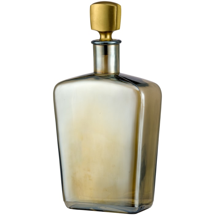 Garrafa Decorativa de Vidro com Tampa Metálica Fume - 35cm - Madel Home