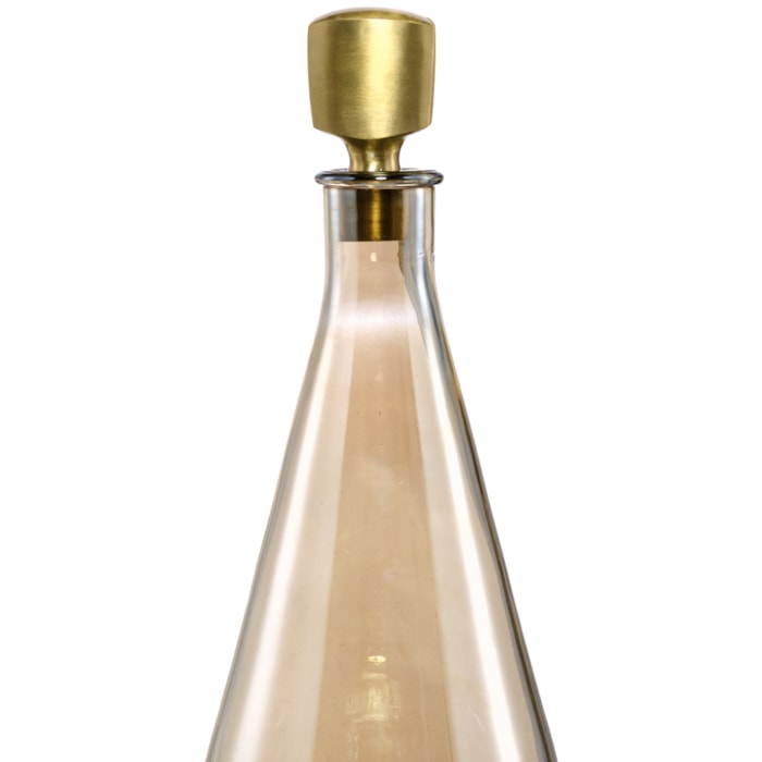 Garrafa Decorativa de Vidro Cone com Tampa Metálica Fume - 34,5cm - Madel Home