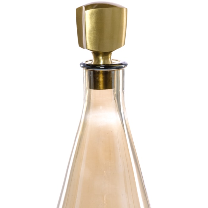 Garrafa Decorativa de Vidro Cone com Tampa Metálica Fume - 34,5cm - Madel Home
