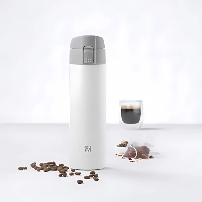 Garrafa Térmica para Viagem Zwilling Cinza e Branca - 450ml - Madel Home