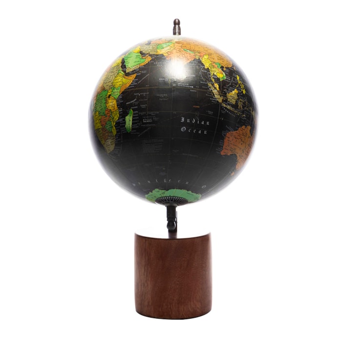 Globo Decorativo de Plástico e Madeira Preto Wolff - 34cm - Madel Home