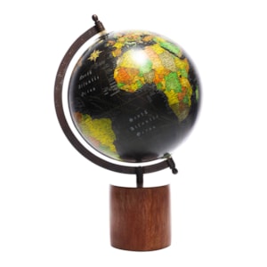 Globo Decorativo de Plástico e Madeira Preto Wolff - 34cm