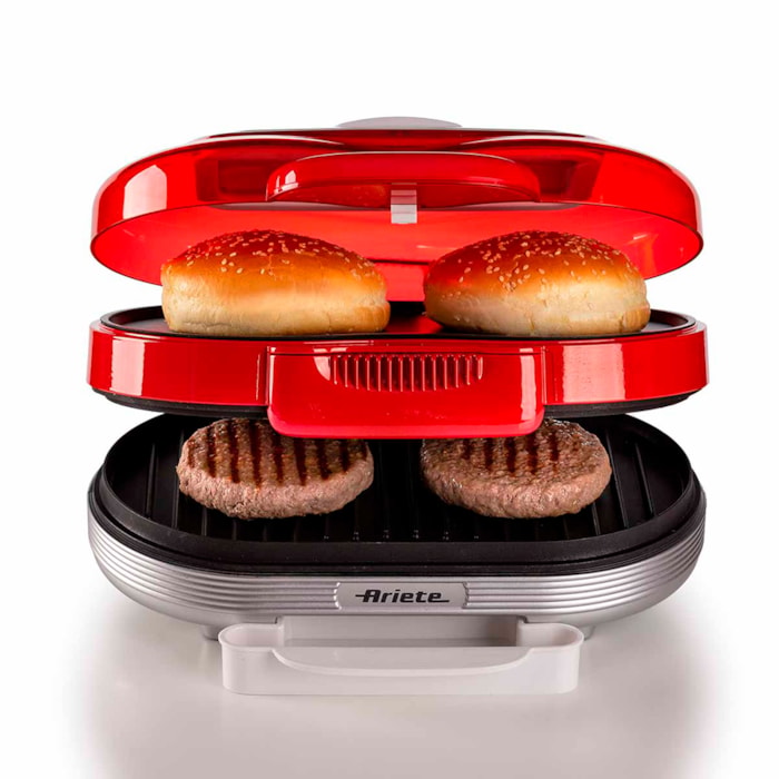 Grill Burguer Retrô Party Time 1200W Vermelho Ariete - 220V - Madel Home