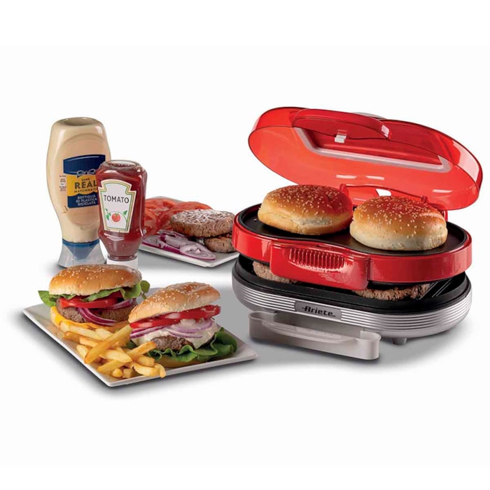 Grill Burguer Retrô Party Time 1200W Vermelho Ariete - 220V - Madel Home