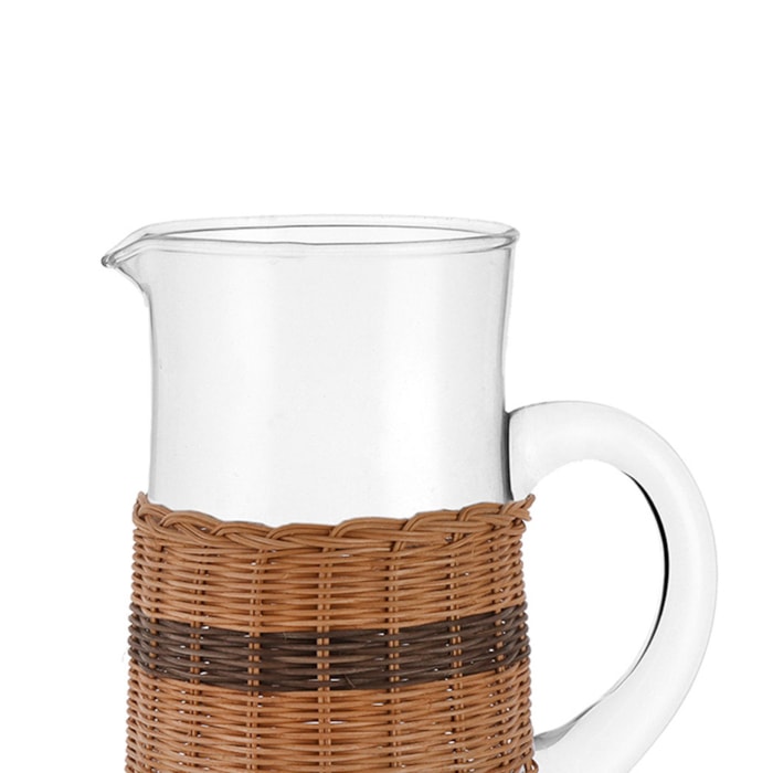Jarra de Vidro e Rattan Tulum Marrom - Madel Home