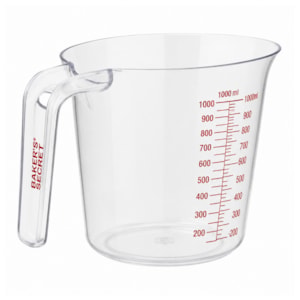 Jarra Medidora Graduada em Plástico Transparente Baker's Secret - 1000mL