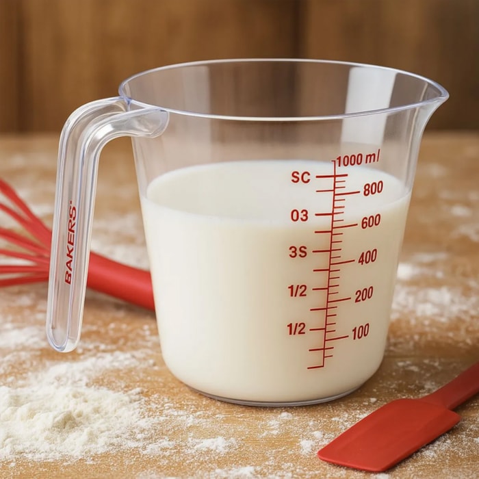 Jarra Medidora Graduada em Plástico Transparente Baker's Secret - 1000mL - Madel Home