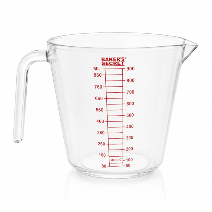 Jarra Medidora Graduada em Plástico Transparente Baker's Secret - 900mL - Madel Home