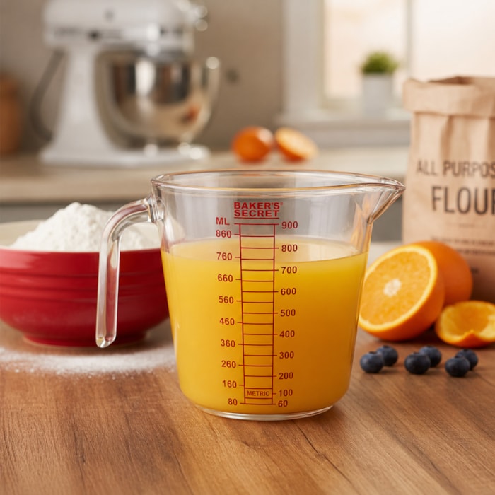 Jarra Medidora Graduada em Plástico Transparente Baker's Secret - 900mL - Madel Home