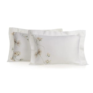 Jogo 2 Fronhas 100% Bambu 300 Fios Bordado Azalea Trussardi - 50x70cm