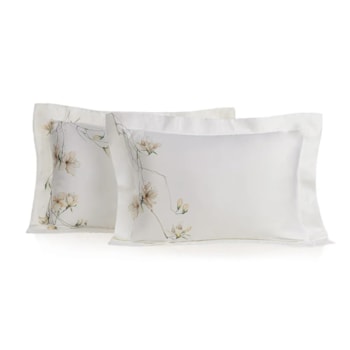 Jogo 2 Fronhas 100% Bambu 300 Fios Bordado Azalea Trussardi - 50x70cm