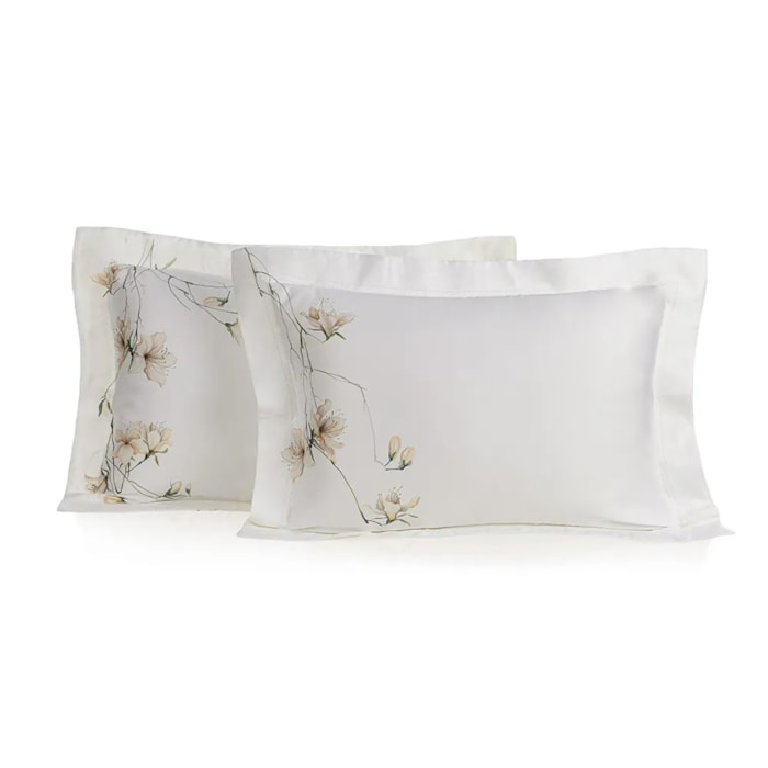 Jogo 2 Fronhas 100% Bambu 300 Fios Bordado Azalea Trussardi - 50x70cm - Madel Home