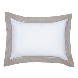 Jogo 2 Fronhas Branco/Fend 100% Algodão 300 Fios Manhattan Kacyumara - 50x70cm