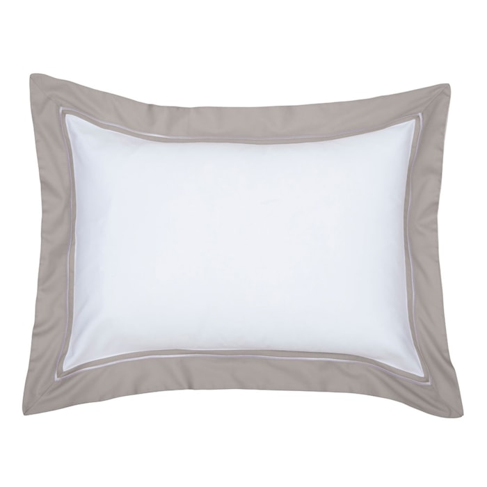 Jogo 2 Fronhas Branco/Fend 100% Algodão 300 Fios Manhattan Kacyumara - 50x70cm - Madel Home