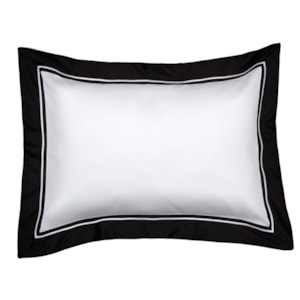 Jogo 2 Fronhas Branco/Preto 100% Algodão 300 Fios Manhattan Kacyumara - 50x70cm