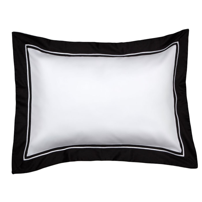 Jogo 2 Fronhas Branco/Preto 100% Algodão 300 Fios Manhattan Kacyumara - 50x70cm - Madel Home