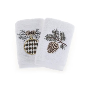 Jogo 2 Toalhas de Lavabo Bordado 100% Algodão Festive Trussardi