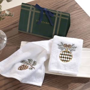 Jogo 2 Toalhas de Lavabo Bordado 100% Algodão Festive Trussardi