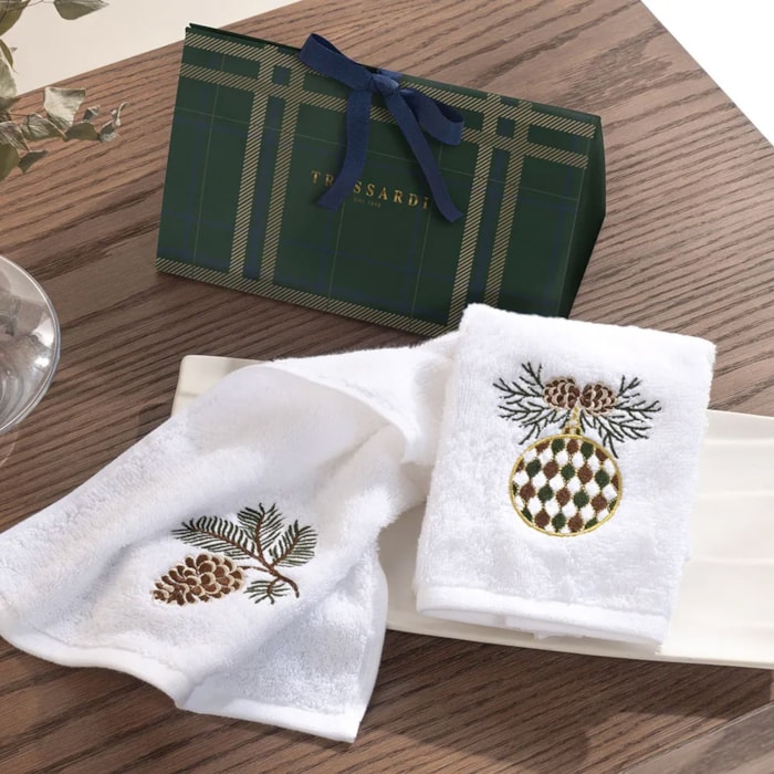 Jogo 2 Toalhas de Lavabo Bordado 100% Algodão Festive Trussardi - Madel Home