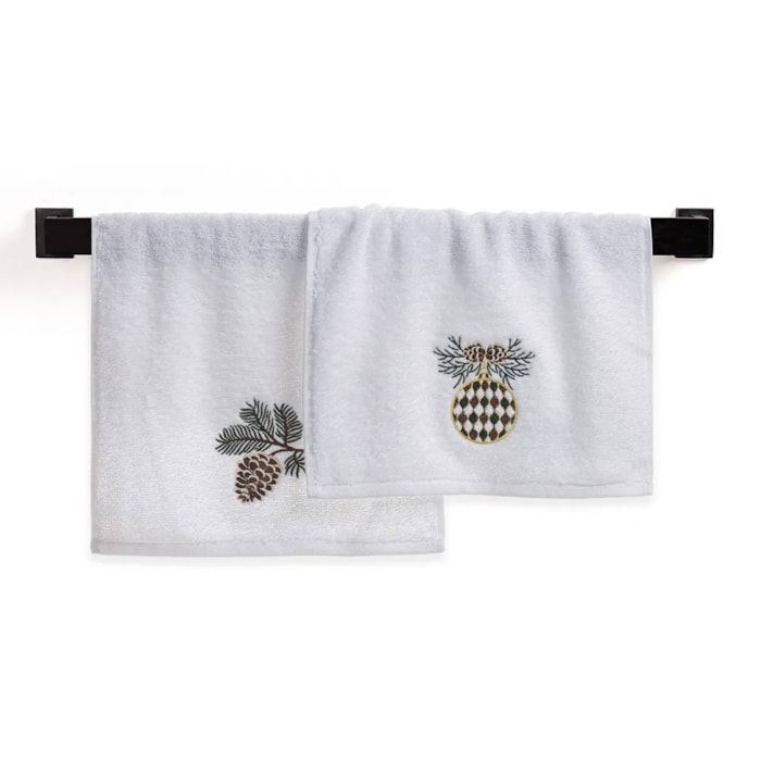 Jogo 2 Toalhas de Lavabo Bordado 100% Algodão Festive Trussardi - Madel Home