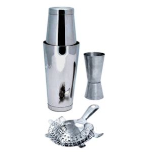 Jogo 3 Peças Coqueteleira Boston Inox 550ml Fracalanza