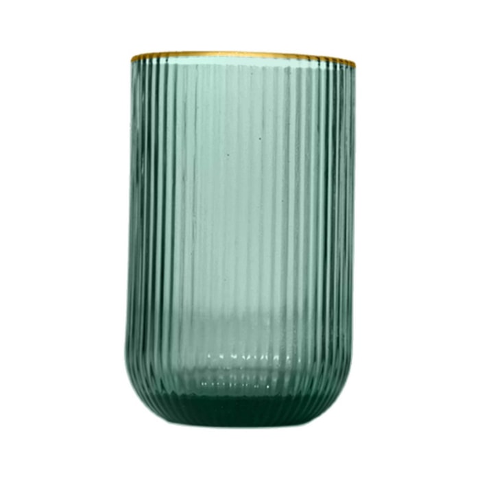 Jogo 6 Copos Cameratta Cristal Borda Dourada 425ml L'Hermitage Verde - Madel Home