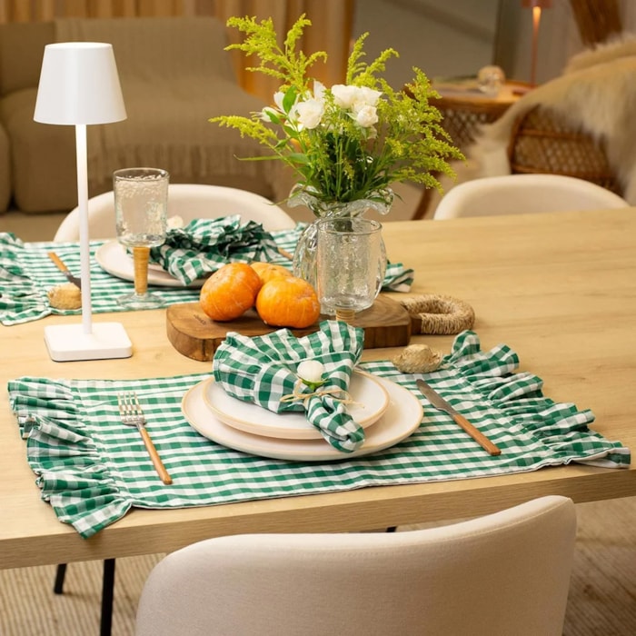Jogo Americano de Tecido Retangular Toscana Verde - 58x35cm - Madel Home