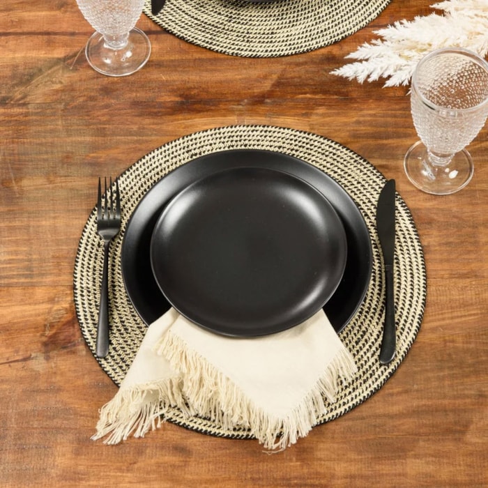 Jogo Americano Redondo Nori Preto - 38cm - Madel Home