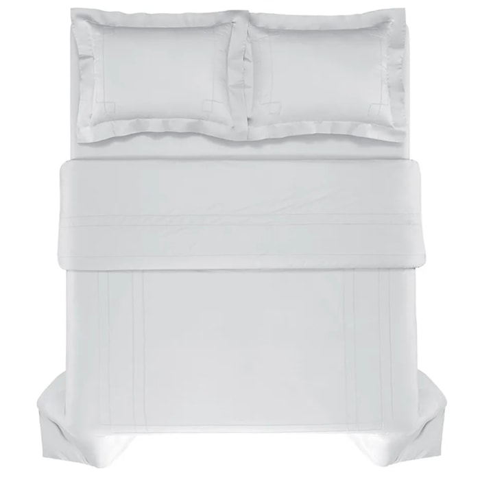 Jogo Capa de Edredom King 100% Algodão Egípcio 300 Fios Branco Vernazza Trussardi - Madel Home